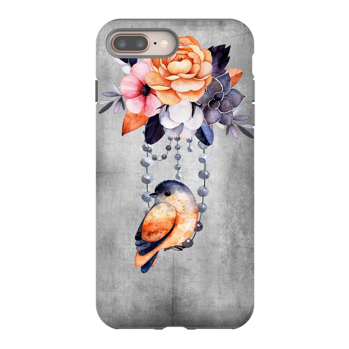 iPhone 7 plus StrongFit Vintage flowers and bird by  Utart