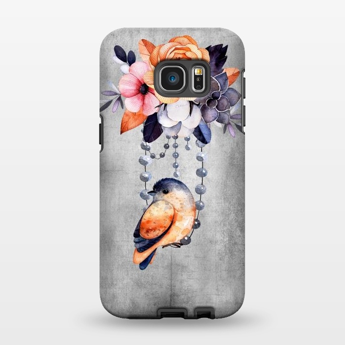 Galaxy S7 EDGE StrongFit Vintage flowers and bird by  Utart