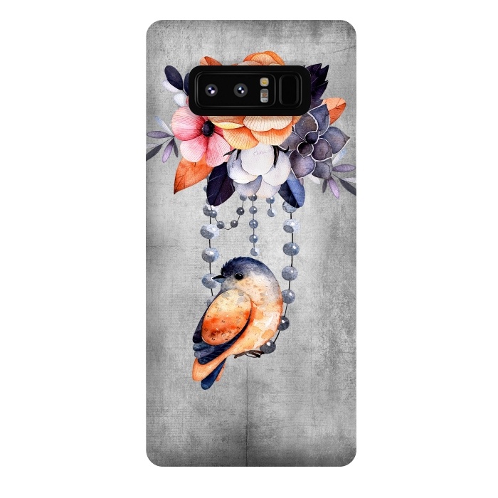 Galaxy Note 8 StrongFit Vintage flowers and bird by  Utart