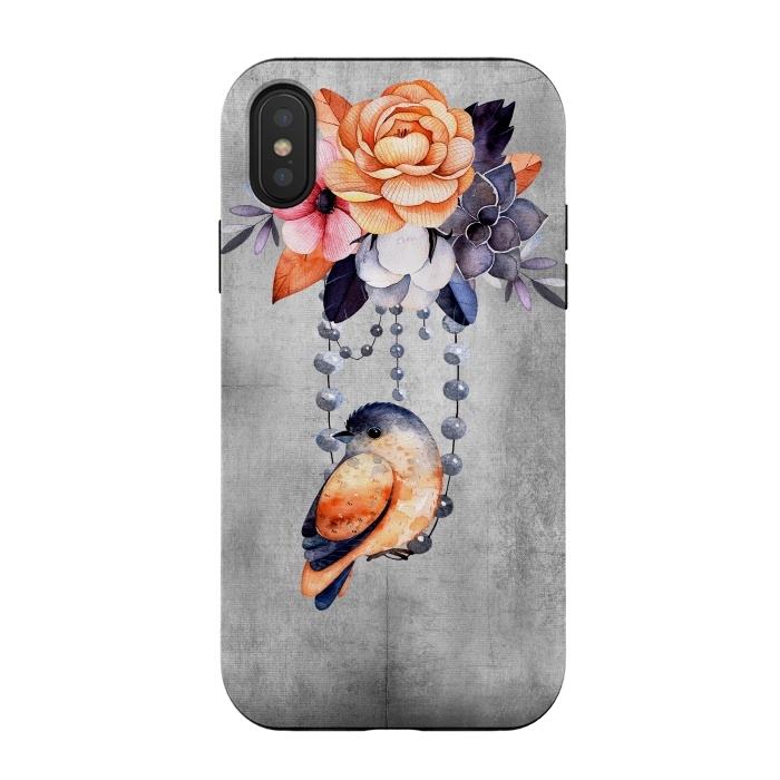 iPhone Xs / X StrongFit Vintage flowers and bird by  Utart