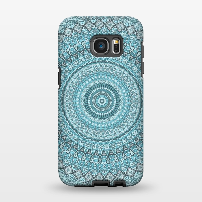 Galaxy S7 EDGE StrongFit Teal Turquoise Mandala by Andrea Haase