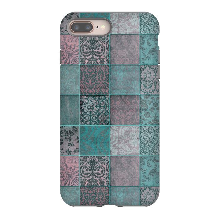 iPhone 7 plus StrongFit Vintage Teal Patchwork by Andrea Haase