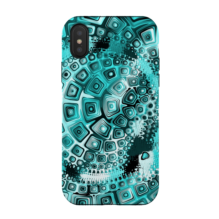 iPhone Xs / X StrongFit Teal Blue Fractal 2 by Andrea Haase