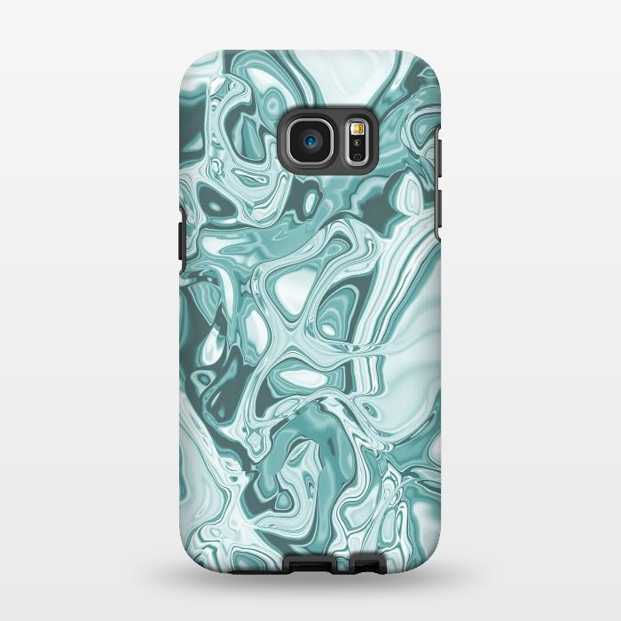 Galaxy S7 EDGE StrongFit Faux Marble Teal Green 2 by Andrea Haase