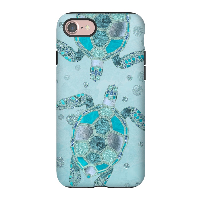 iPhone 7 StrongFit Turquoise Glamour Turtle 2 by Andrea Haase