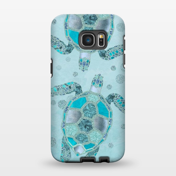 Galaxy S7 EDGE StrongFit Turquoise Glamour Turtle 2 by Andrea Haase