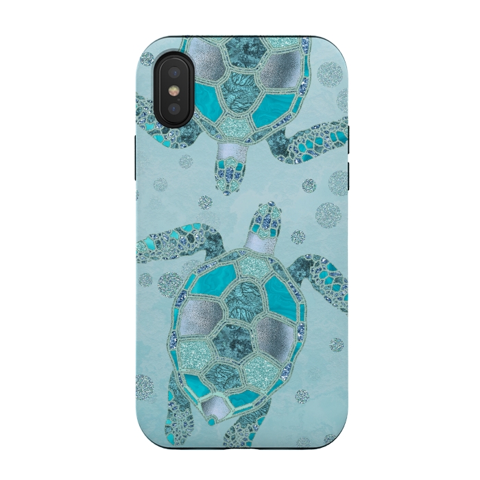 iPhone Xs / X StrongFit Turquoise Glamour Turtle 2 by Andrea Haase