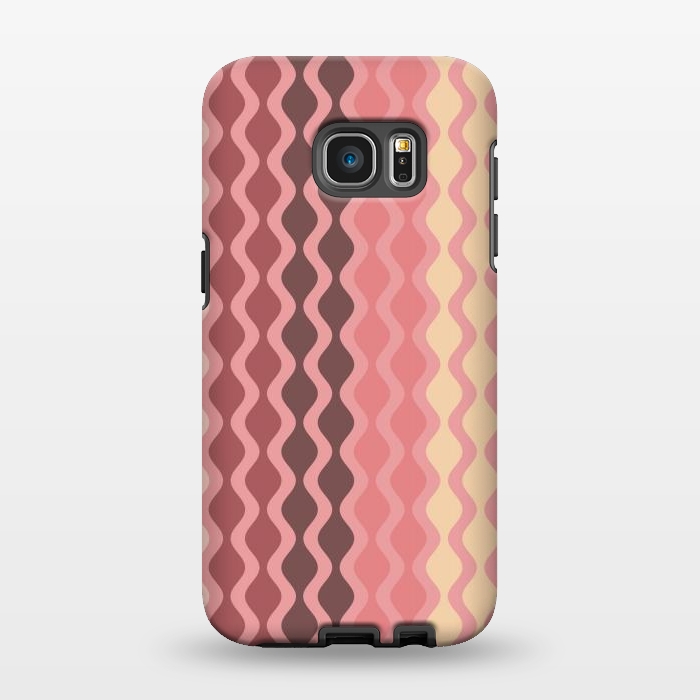 Galaxy S7 EDGE StrongFit Falling Waves in Pink and Brown by Paula Ohreen