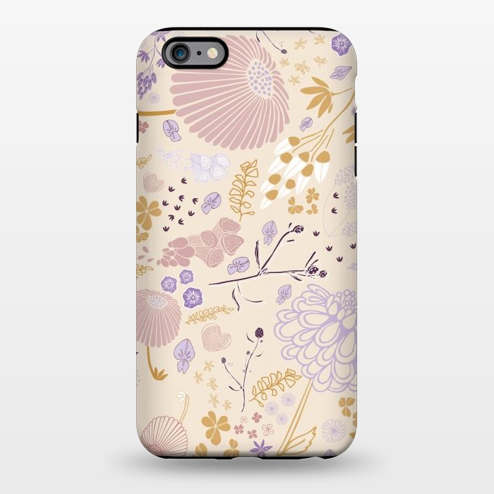 iPhone 6/6s plus StrongFit Field of Flowers in Pink, Purple and Mustard by Paula Ohreen