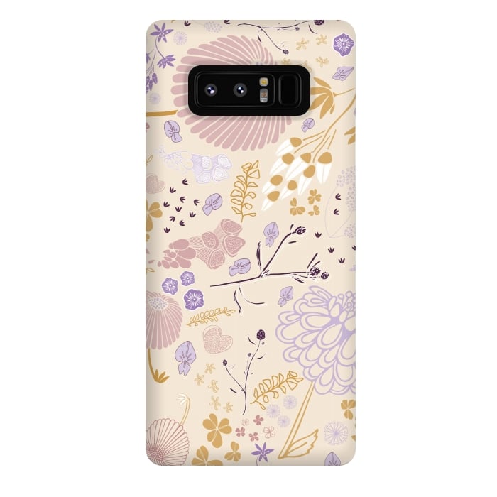 Galaxy Note 8 StrongFit Field of Flowers in Pink, Purple and Mustard by Paula Ohreen