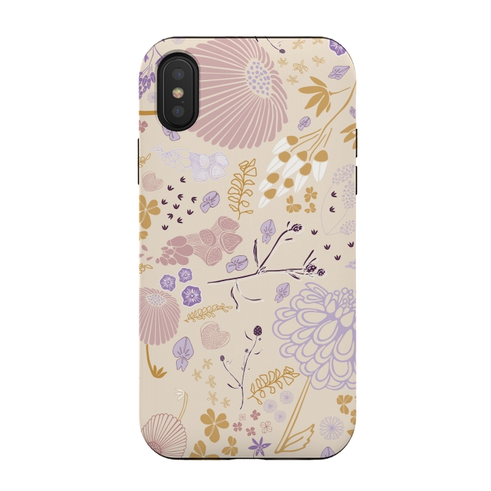 iPhone Xs / X StrongFit Field of Flowers in Pink, Purple and Mustard by Paula Ohreen