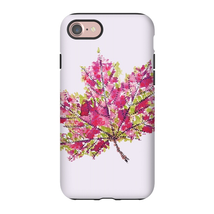 iPhone 7 StrongFit Colorful Watercolor Autumn Leaf by Boriana Giormova