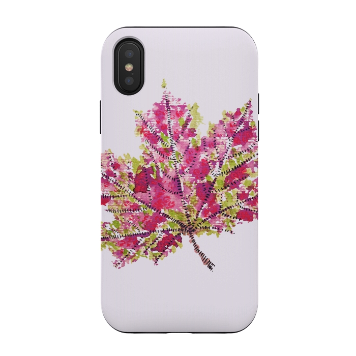 iPhone Xs / X StrongFit Colorful Watercolor Autumn Leaf by Boriana Giormova