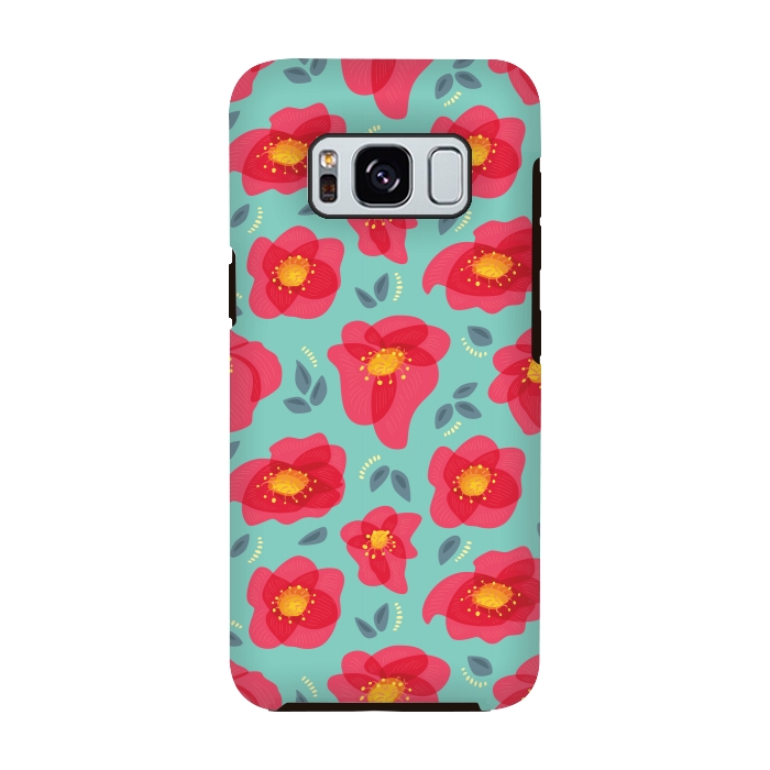 Galaxy S8 StrongFit Pretty Flowers With Bright Pink Petals On Blue by Boriana Giormova