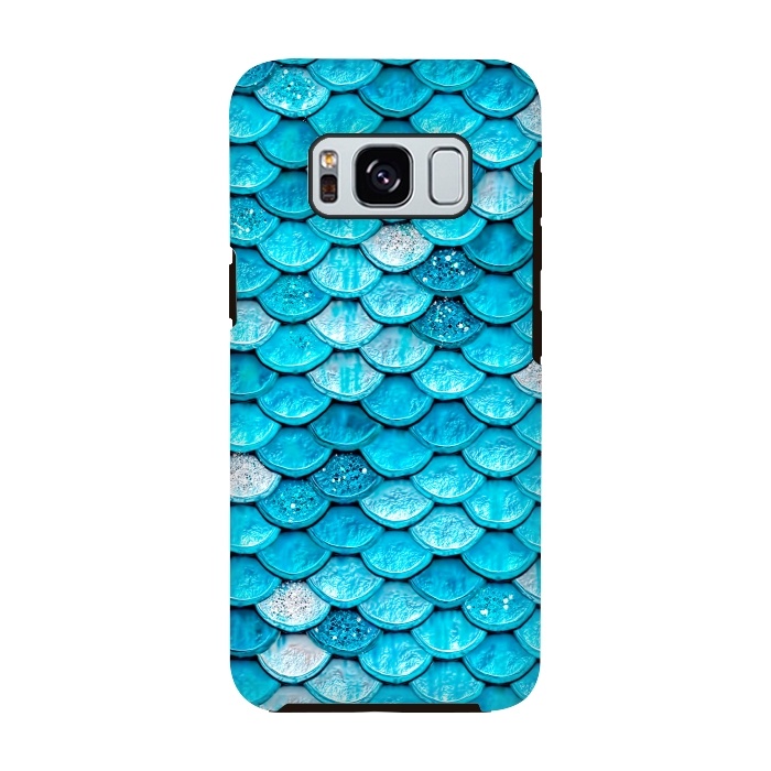 Galaxy S8 StrongFit Teal Glitter Metal Mermaid Scales by  Utart