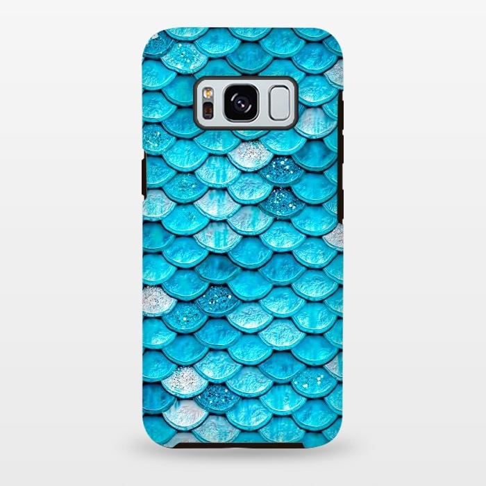 Galaxy S8 plus StrongFit Teal Glitter Metal Mermaid Scales by  Utart