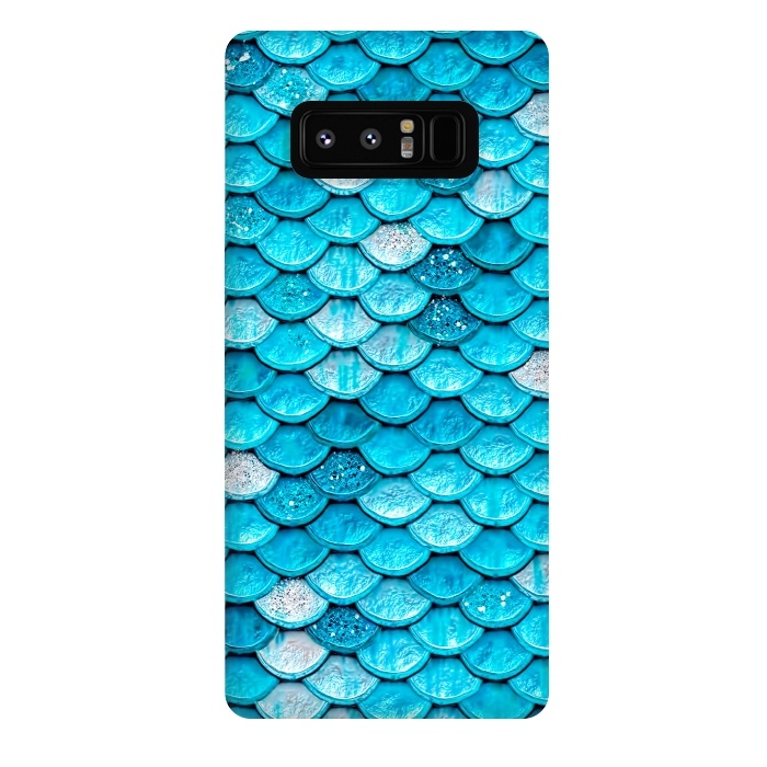 Galaxy Note 8 StrongFit Teal Glitter Metal Mermaid Scales by  Utart
