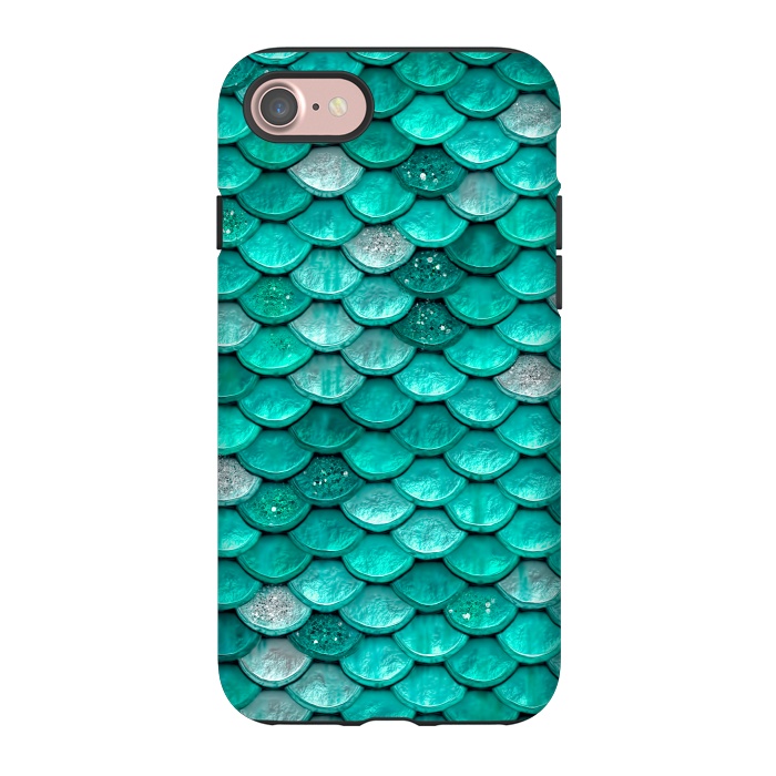 iPhone 7 StrongFit Mint Glitter Metal Mermaid Scales by  Utart