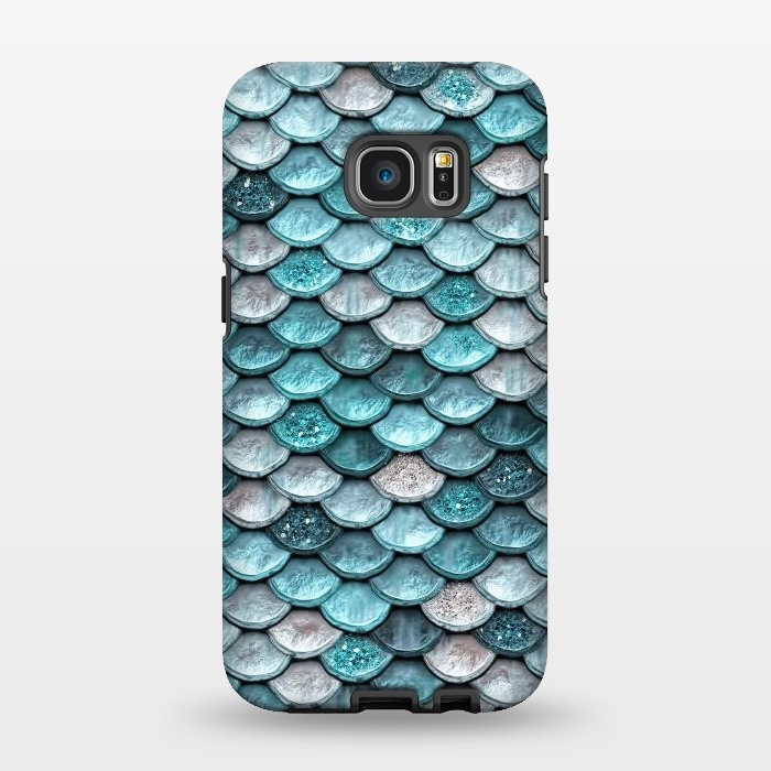 Galaxy S7 EDGE StrongFit Silver and Blue Metal Glitter Mermaid Scales by  Utart
