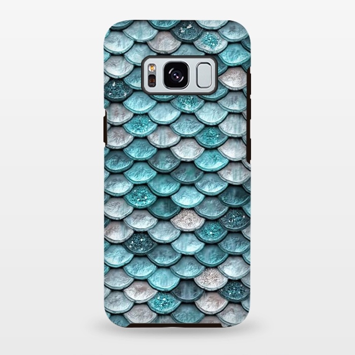 Galaxy S8 plus StrongFit Silver and Blue Metal Glitter Mermaid Scales by  Utart