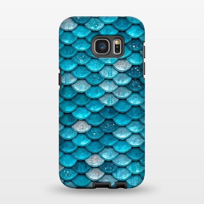 Galaxy S7 EDGE StrongFit Blue Metal Mermaid Glitter Scales by  Utart
