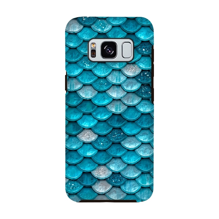 Galaxy S8 StrongFit Blue Metal Mermaid Glitter Scales by  Utart