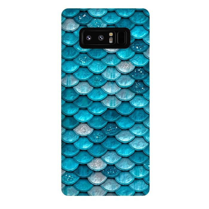 Galaxy Note 8 StrongFit Blue Metal Mermaid Glitter Scales by  Utart