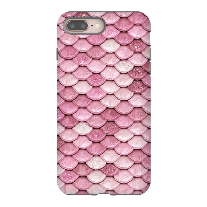 iPhone 7 plus StrongFit Pink Glitter Mermaid Scales by  Utart