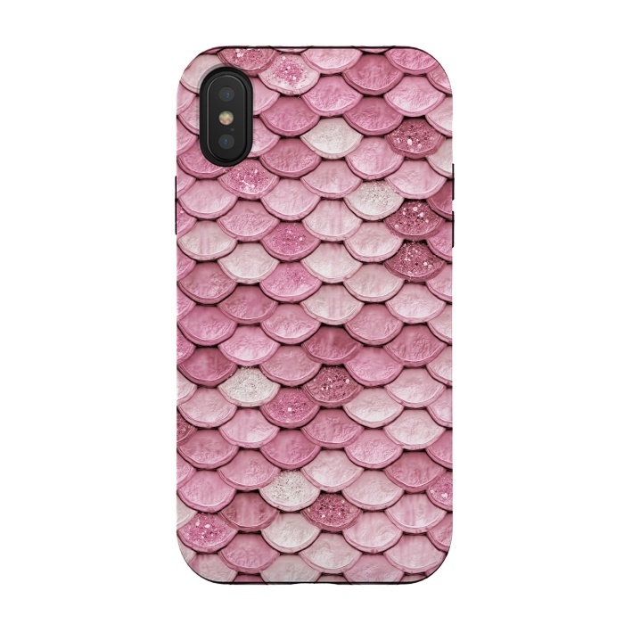 iPhone Xs / X StrongFit Pink Glitter Mermaid Scales by  Utart