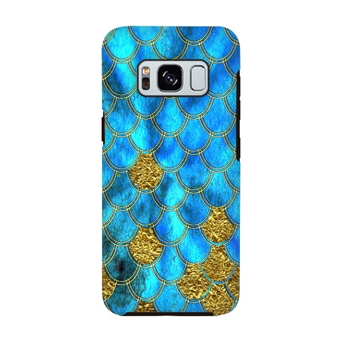 Galaxy S8 StrongFit Blue and Gold Glitter Metal Mermaid Scales by  Utart