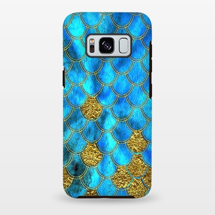 Galaxy S8 plus StrongFit Blue and Gold Glitter Metal Mermaid Scales by  Utart