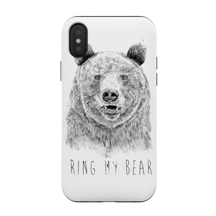 iPhone Xs / X StrongFit Ring my bear (bw) by Balazs Solti