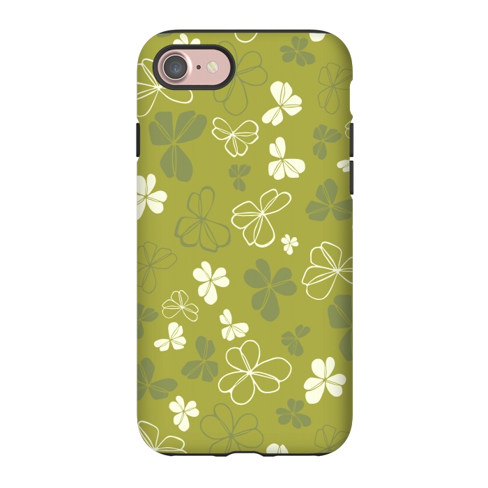 iPhone 7 StrongFit Lucky Clover in Green and White by Paula Ohreen