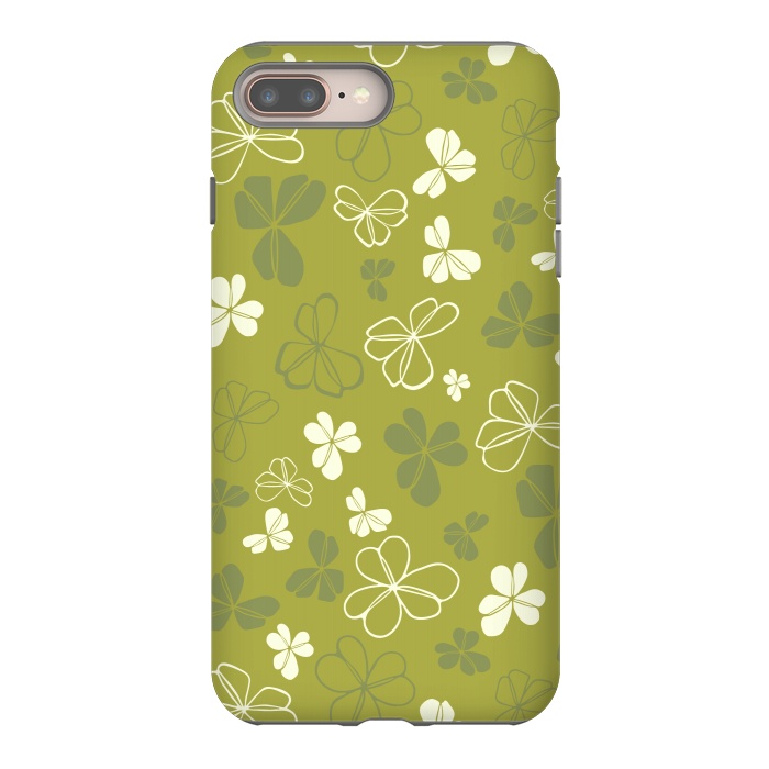 iPhone 7 plus StrongFit Lucky Clover in Green and White by Paula Ohreen