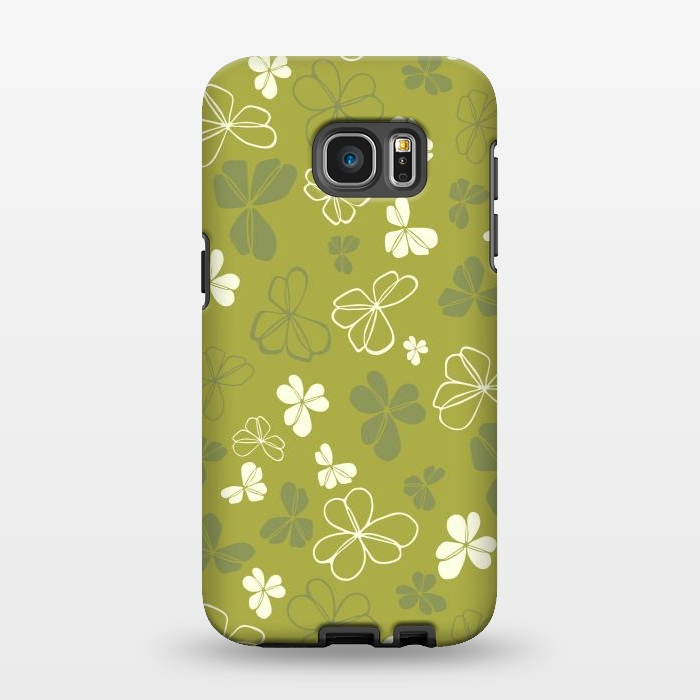 Galaxy S7 EDGE StrongFit Lucky Clover in Green and White by Paula Ohreen
