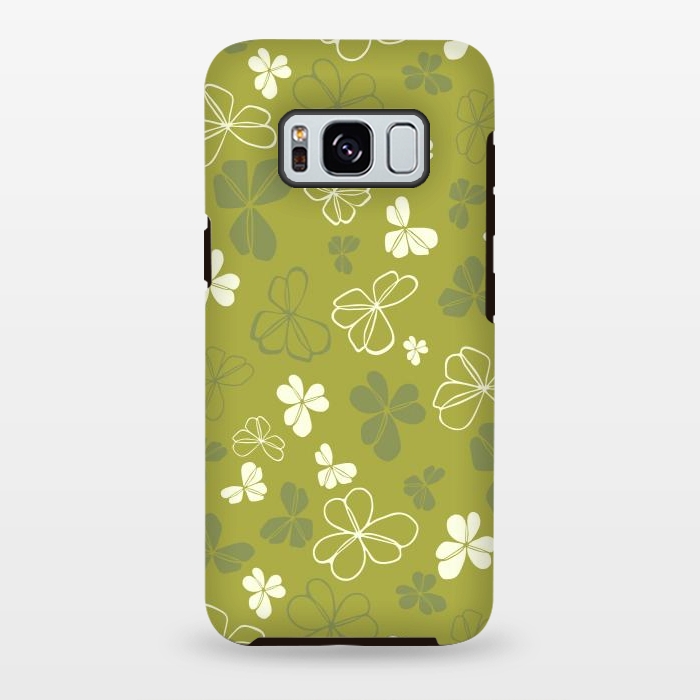 Galaxy S8 plus StrongFit Lucky Clover in Green and White by Paula Ohreen