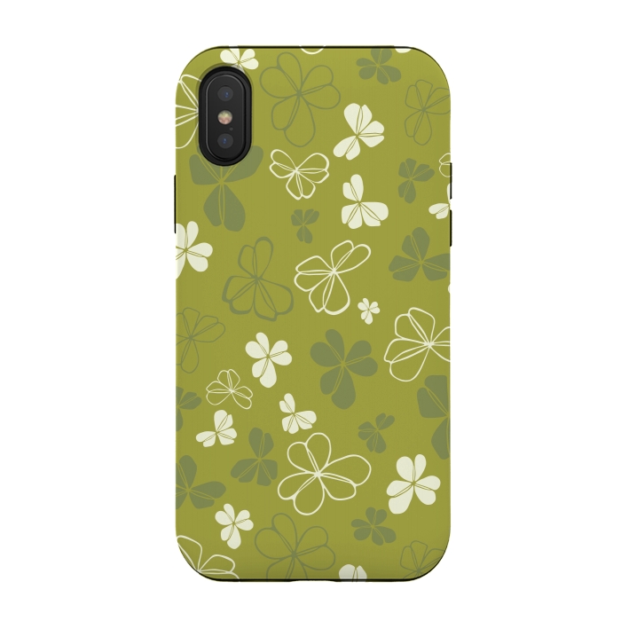 iPhone Xs / X StrongFit Lucky Clover in Green and White by Paula Ohreen