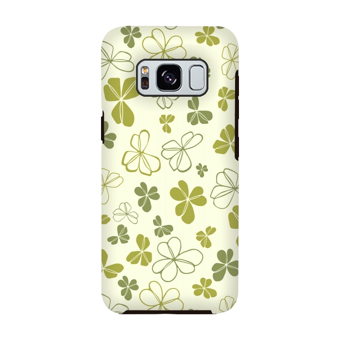 Galaxy S8 StrongFit Lucky Clover in Cream and Green by Paula Ohreen