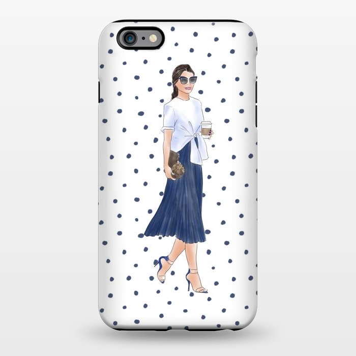 iPhone 6/6s plus StrongFit Fashion Coffee Girl with Blue Polka Dots by DaDo ART