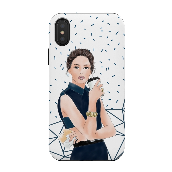 iPhone Xs / X StrongFit Fashion Girl with Coffee by DaDo ART