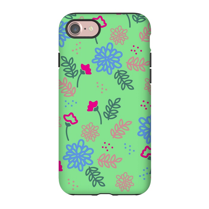 iPhone 7 StrongFit blue pink floral pattern by MALLIKA