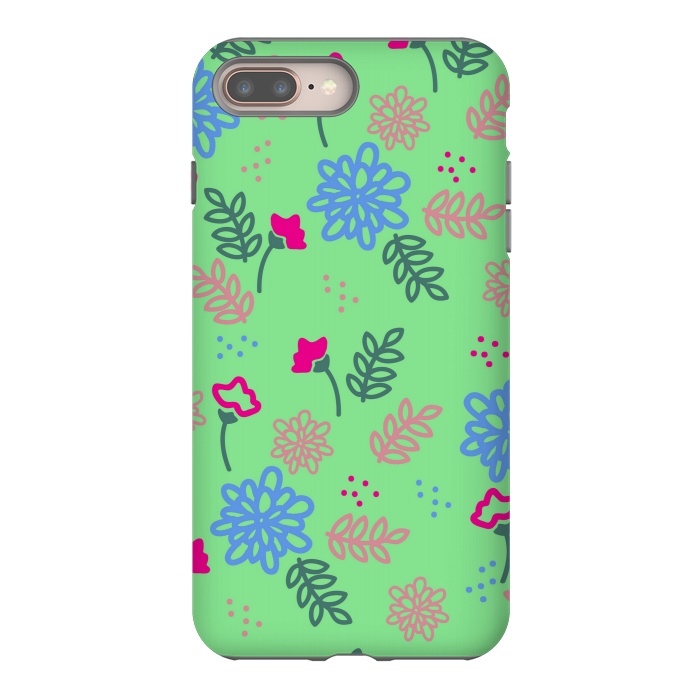 iPhone 7 plus StrongFit blue pink floral pattern by MALLIKA