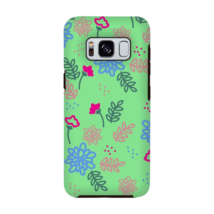 Galaxy S8 StrongFit blue pink floral pattern by MALLIKA