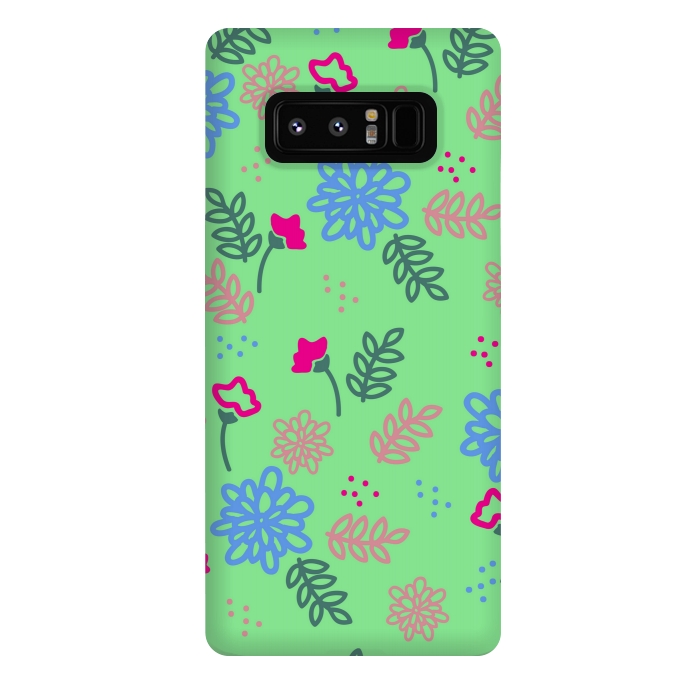 Galaxy Note 8 StrongFit blue pink floral pattern by MALLIKA