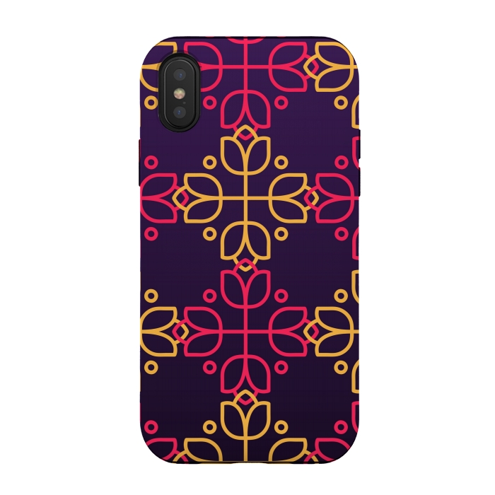 iPhone Xs / X StrongFit yellow pink floral pattern by MALLIKA