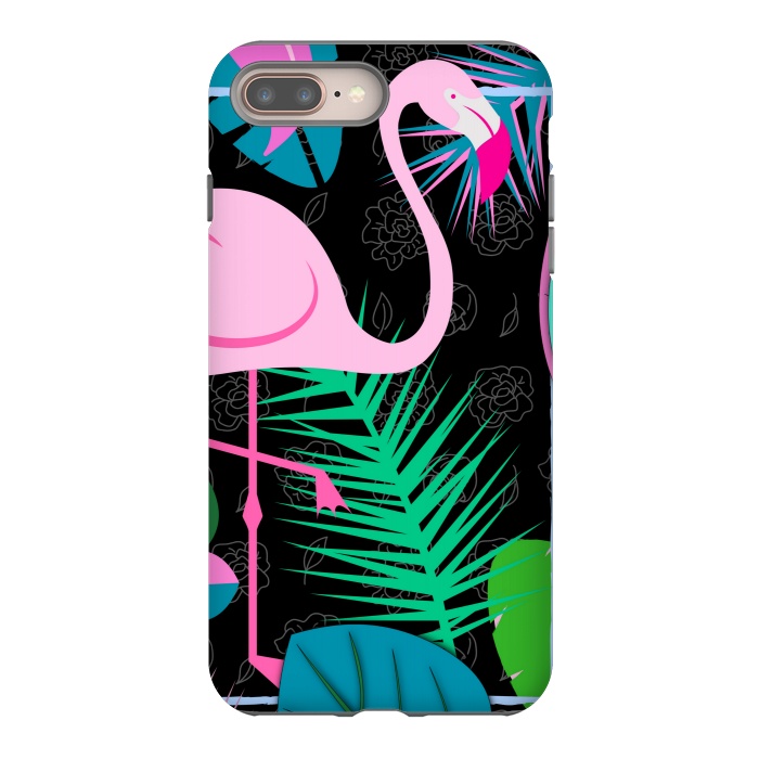 iPhone 7 plus StrongFit flamingo pattern black by MALLIKA