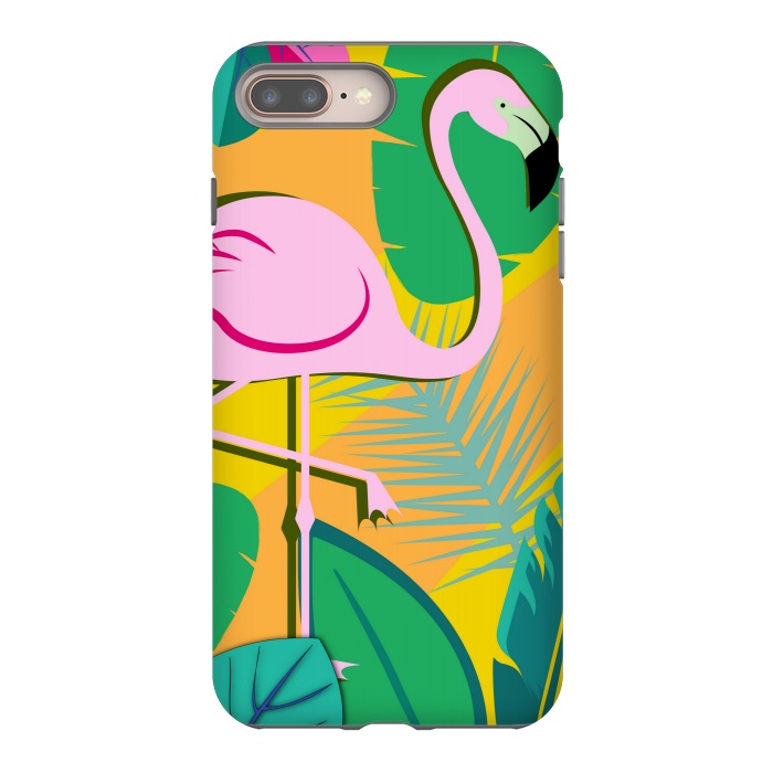 iPhone 7 plus StrongFit yellow flamingo pattern by MALLIKA