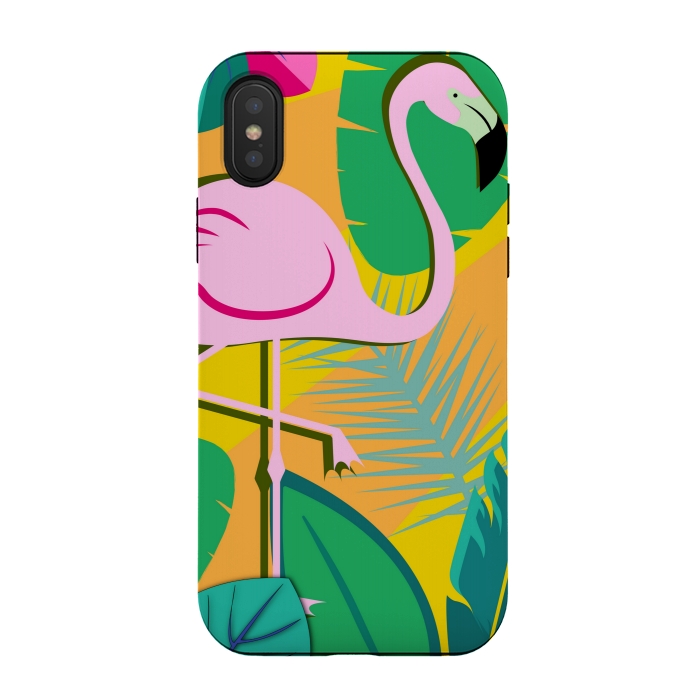 iPhone Xs / X StrongFit yellow flamingo pattern by MALLIKA