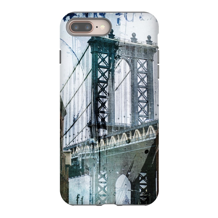 iPhone 7 plus StrongFit Brooklyn Bridge Grunge Mixed Media Art by Andrea Haase