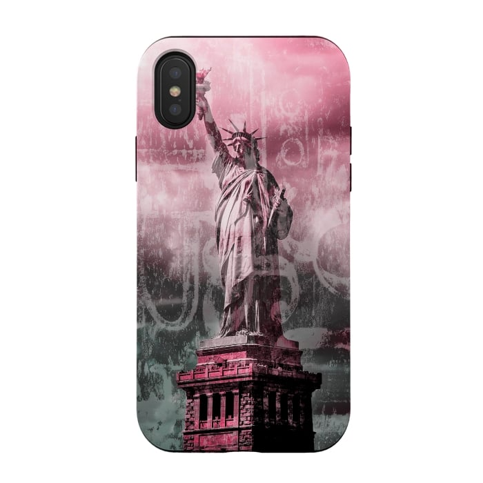 iPhone Xs / X StrongFit Statue Of Liberty Mixed Media Art by Andrea Haase